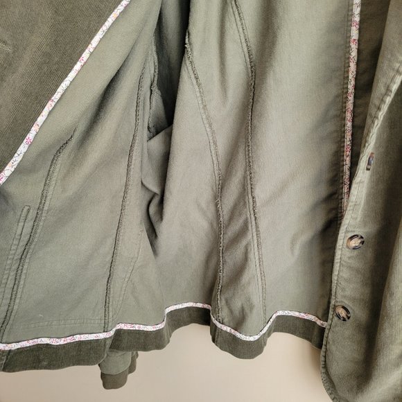 Cato Womens Corduroy Jacket Plus Size 22 24W Olive Green Pockets Button Closure - Picture 5 of 10